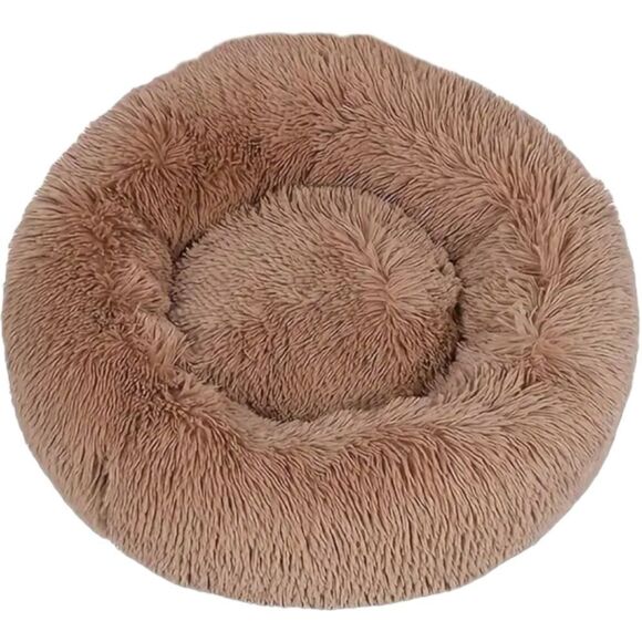 Medium 20 Inch Light Toffee Brown Faux Fur Pet Bed NWT - Picture 1 of 4
